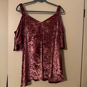 Velvety cold shoulder blouse